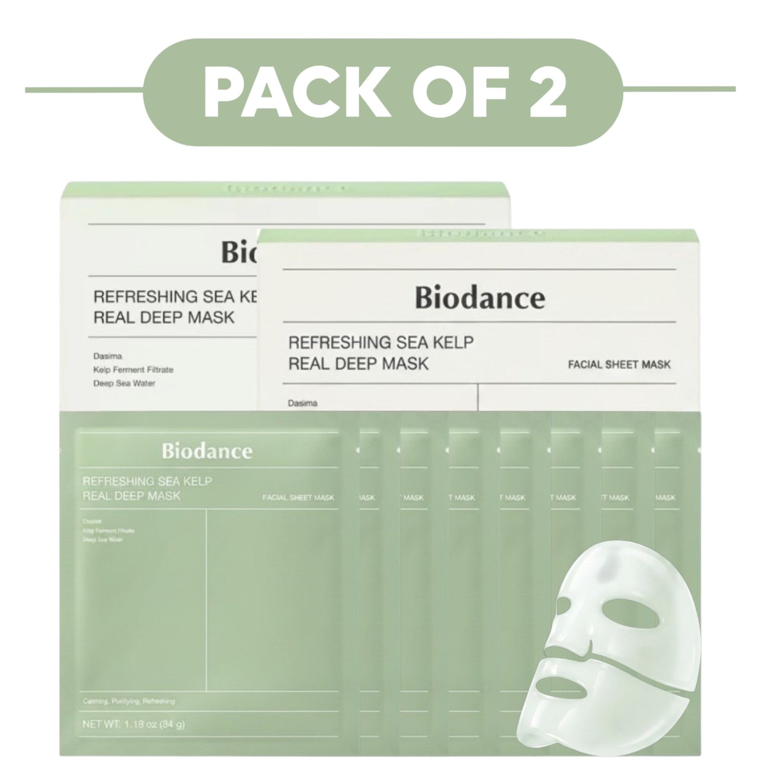 Biodance Refreshing Sea Kelp Hydrogel Face Mask 4 Sheets Pack of 2
