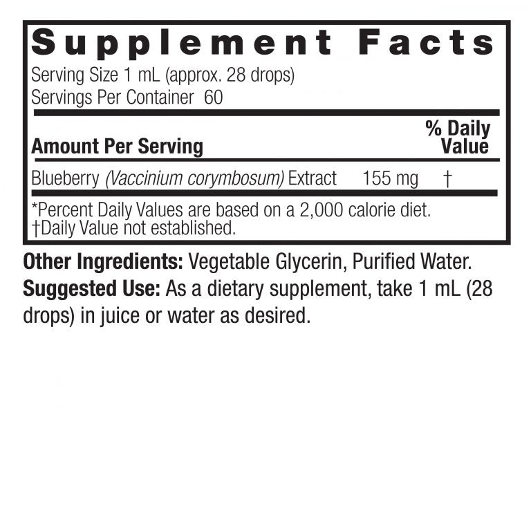 Nature's Answer Blueberry Fruit Extract 60ml supplement facts and directions