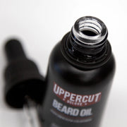 Lifestyle/use image: Uppercut Deluxe Beard Oil 30ml daily beard grooming routine