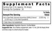 Nature's Answer Cat's Claw Bark Alcohol-Free Extract 60ml supplement facts and directions