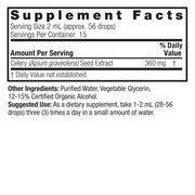 Nature’s Answer Celery Seed liquid extract supplement facts 30ml bottle