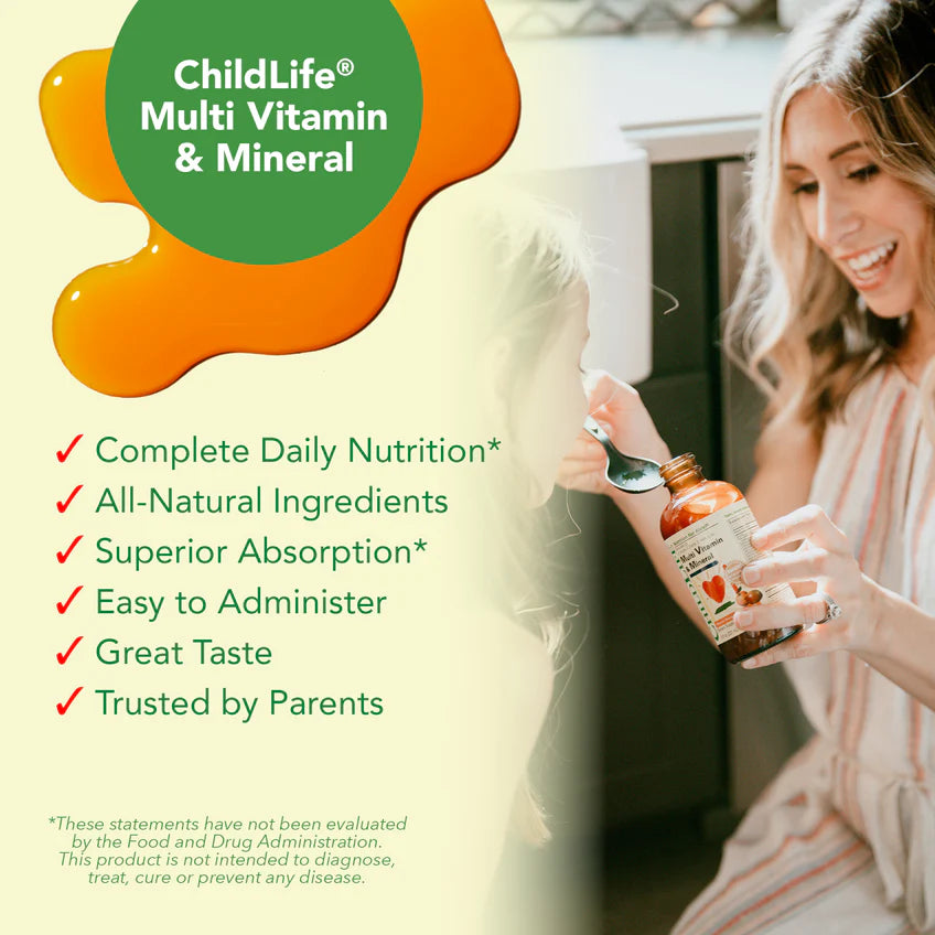 ChildLife Essentials Liquid Multivitamin kids liquid supplement orange mango flavour 237ml