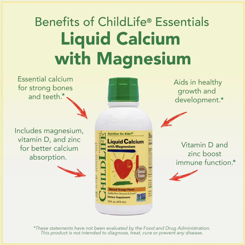 ChildLife Essentials Liquid Calcium Magnesium key benefits calcium magnesium zinc vitamin d3 473ml