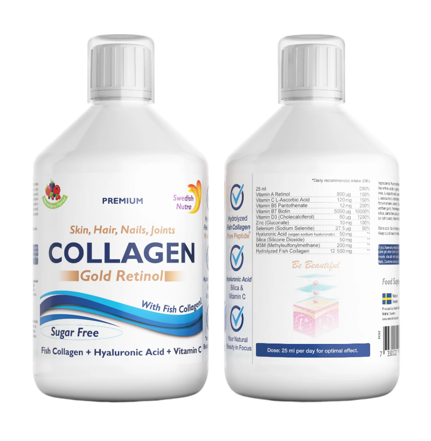 Swedish Nutra Collagen Gold Retinol Liquid Berry 500ml