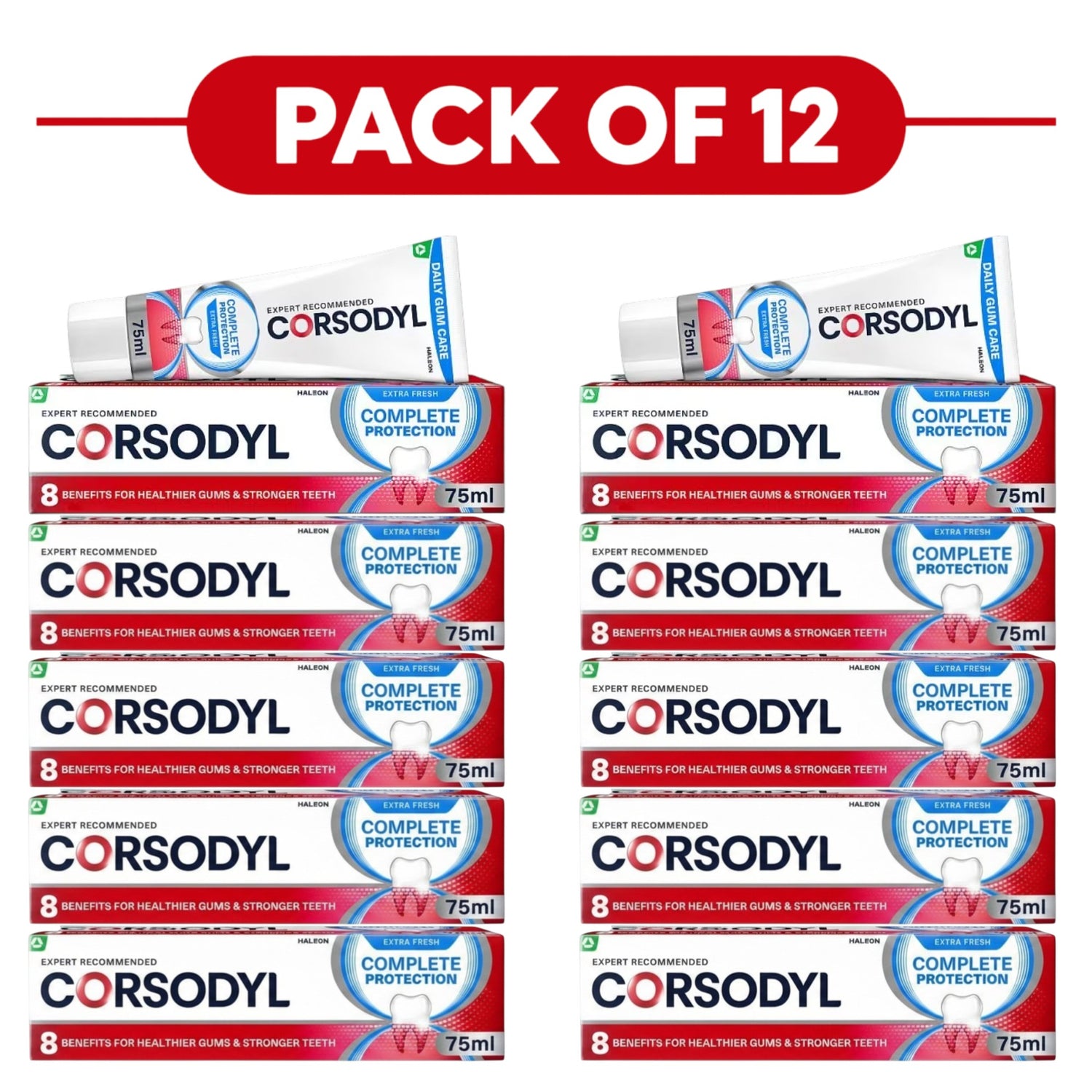Corsodyl Daily Gum Care Complete Protection Toothpaste 75ml Pack of 12