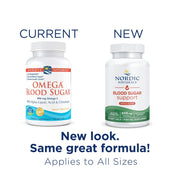 Nordic Naturals Omega Metabolic Blend bottle with ALA and Chromium, 60 soft gels. Old & new packaging.