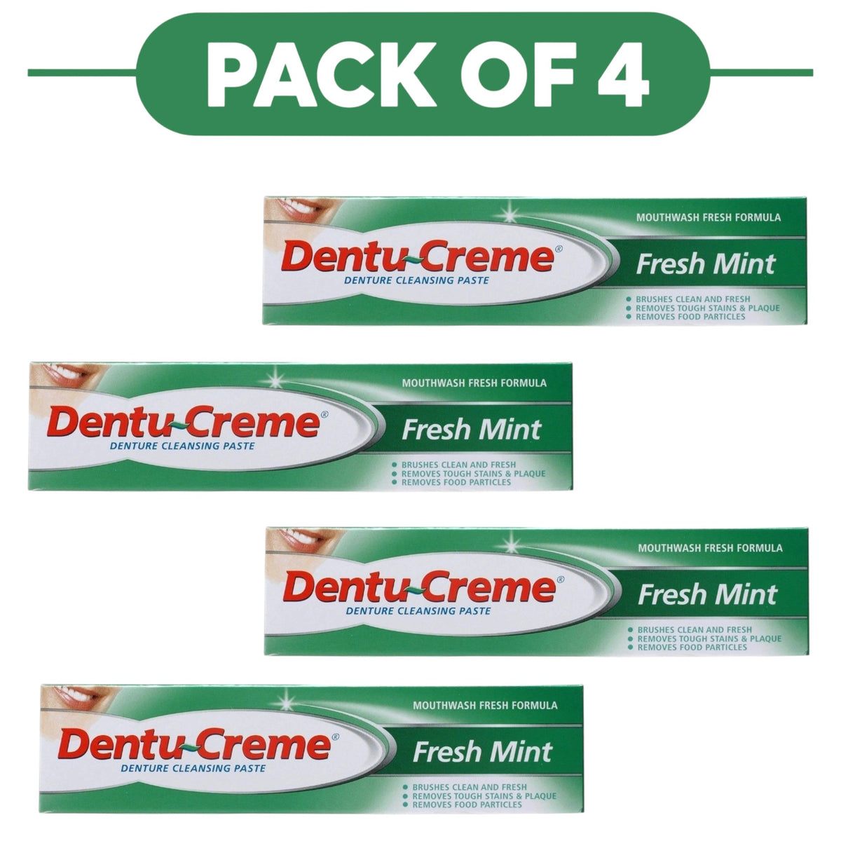 Dentu-Creme Fresh Mint Denture Cleansing Paste 75ml Pack of 4