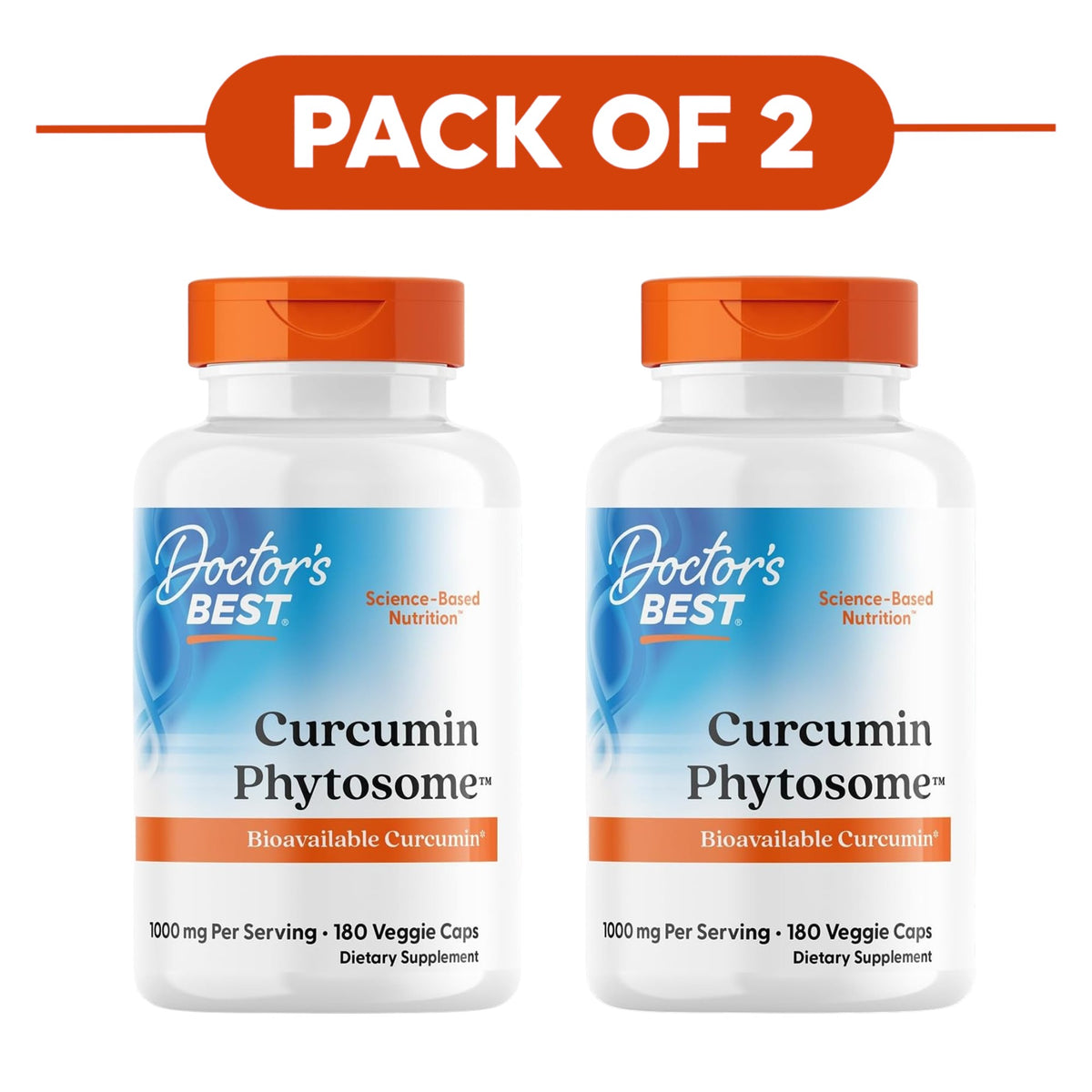 Doctor's Best Curcumin Phytosome 1000mg 180 Veggie Capsules Pack of 2