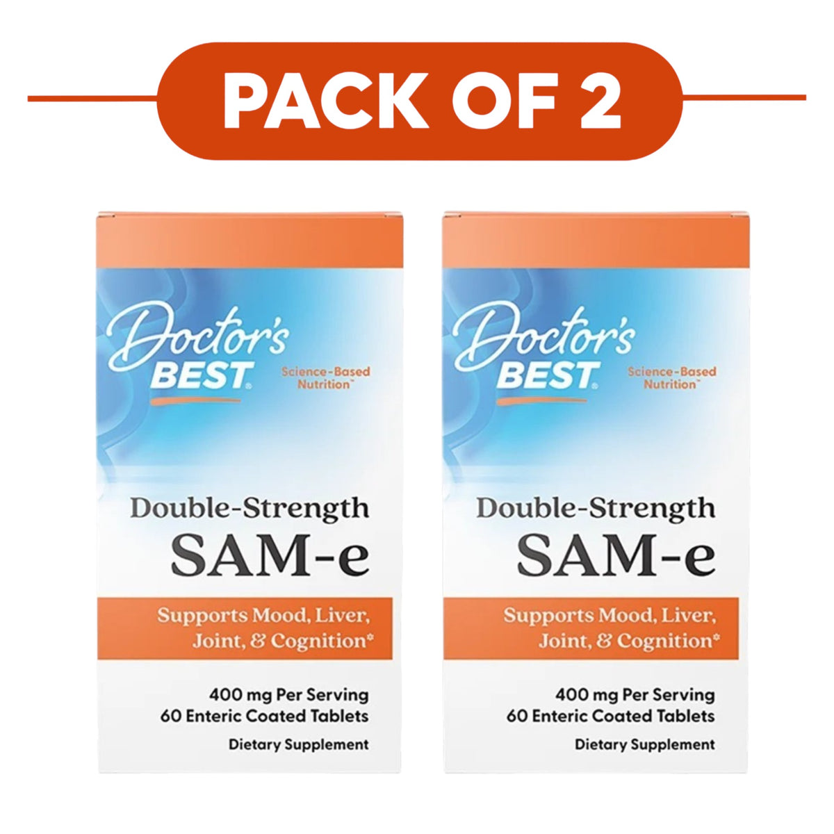 Doctor's Best Double-Strength SAM-e 400mg 60 Tablets Pack of 2