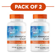 Doctor's Best High Absorption CoQ10 200mg 60 Veggie Softgels Pack of 2