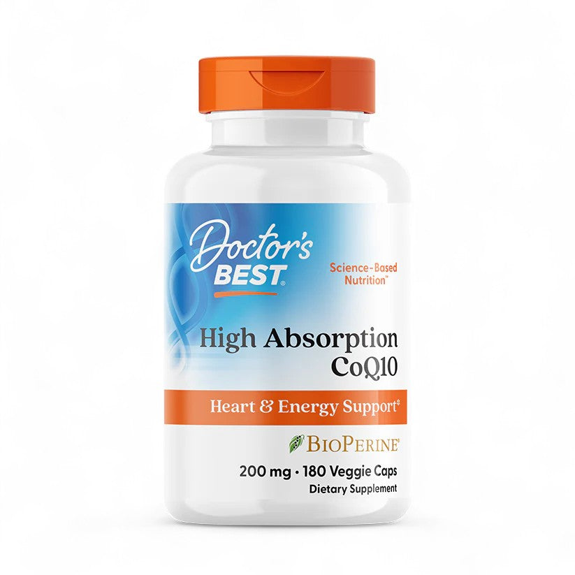 Doctor's Best High Absorption CoQ10 with BioPerine – 100mg, 200mg, 400mg - Veggie Capsules