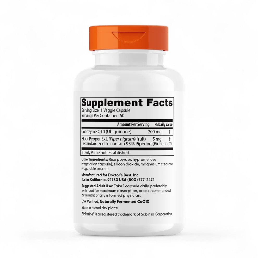 Doctor's Best High Absorption CoQ10 with BioPerine – 100mg, 200mg, 400mg - Veggie Capsules