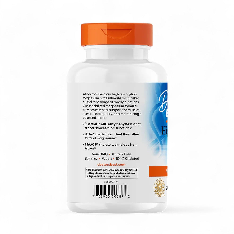Doctor's Best High Absorption Magnesium – 200mg, 120 - 240 Tablets