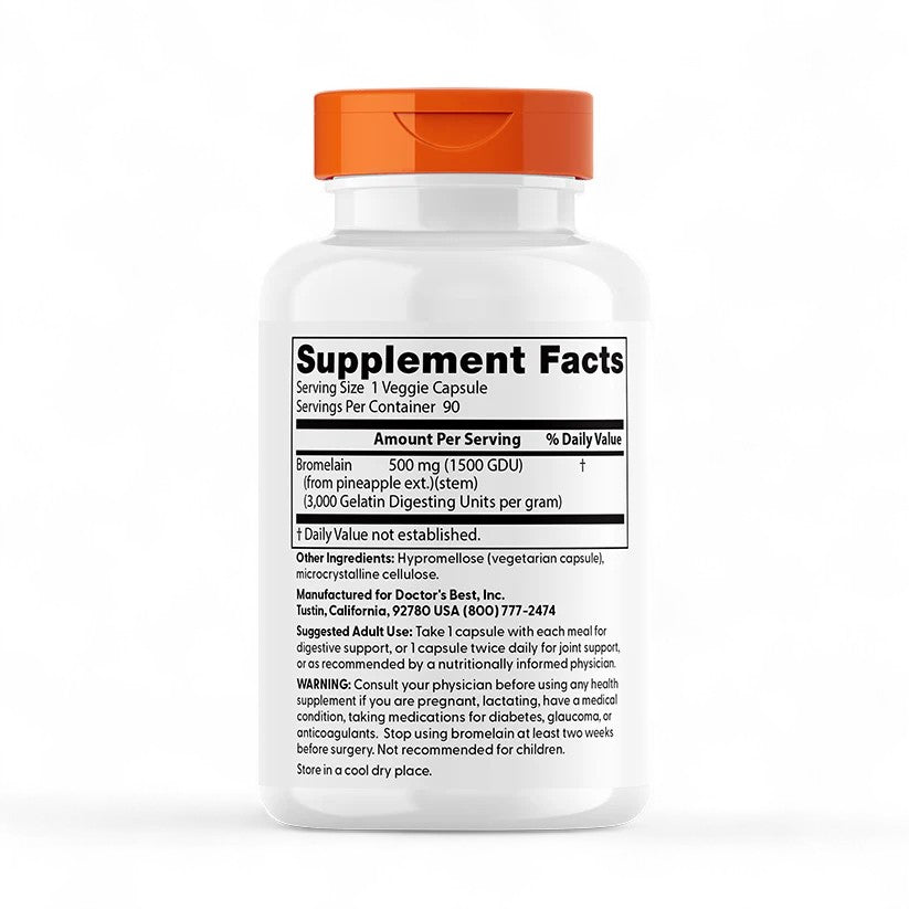 Doctor's Best High Potency Bromelain – 3000 GDU, 90 Veggie Capsules