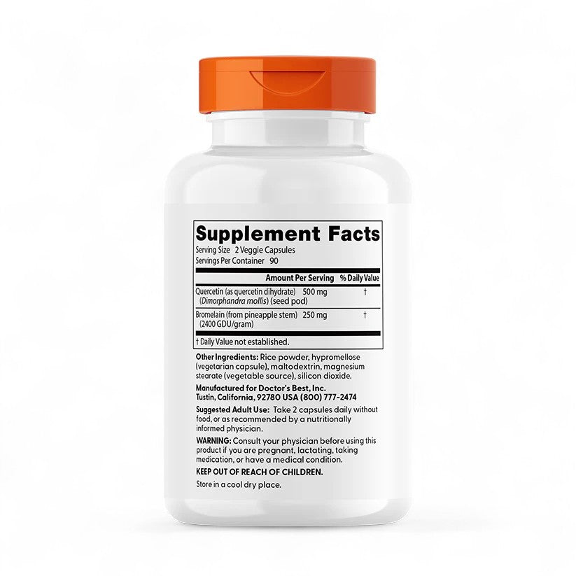 Doctor's Best Quercetin Bromelain – Immune Support, 180 Veggie Capsules