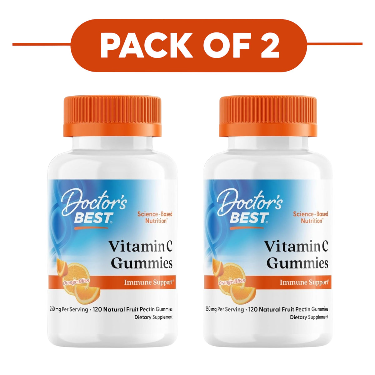 Doctor's Best Vitamin C Gummies 250mg 120 Gummies Pack of 2