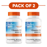 Doctor's Best Vitamin D3 1000 IU 25mcg 180 Softgels Pack of 2