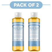 Dr. Bronner's Baby Unscented 18-in-1 Pure-Castile Liquid Soap 240ml Pack of 2