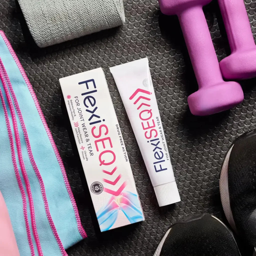 FlexiSEQ Topical Gel for Joint Comfort, large 100g tube & box.