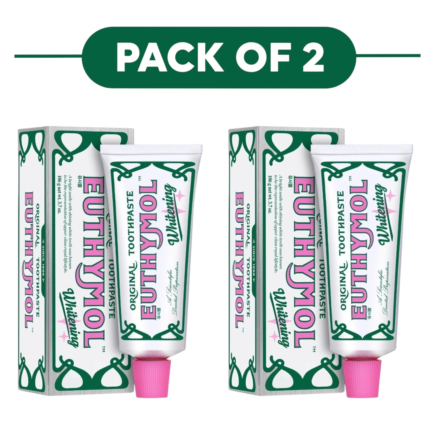Euthymol Whitening Toothpaste Fluoride Mint 75ml Pack of 2