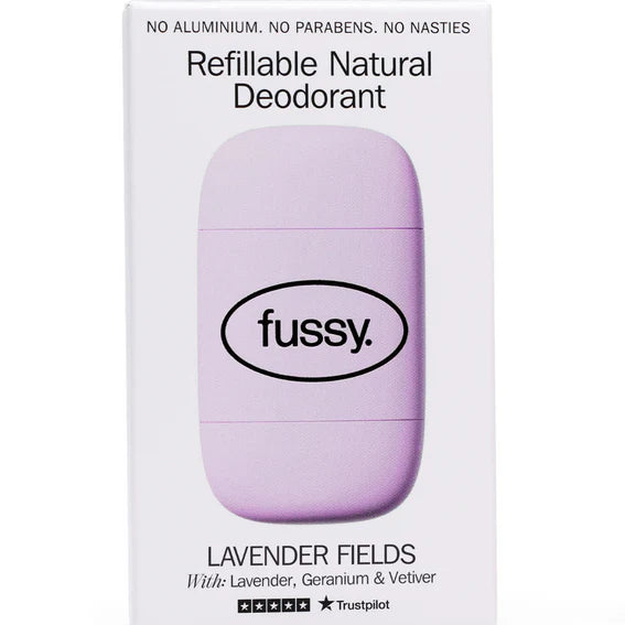 Fussy Refillable Natural Deodorant Lavender Fields reusable deodorant with case 40g