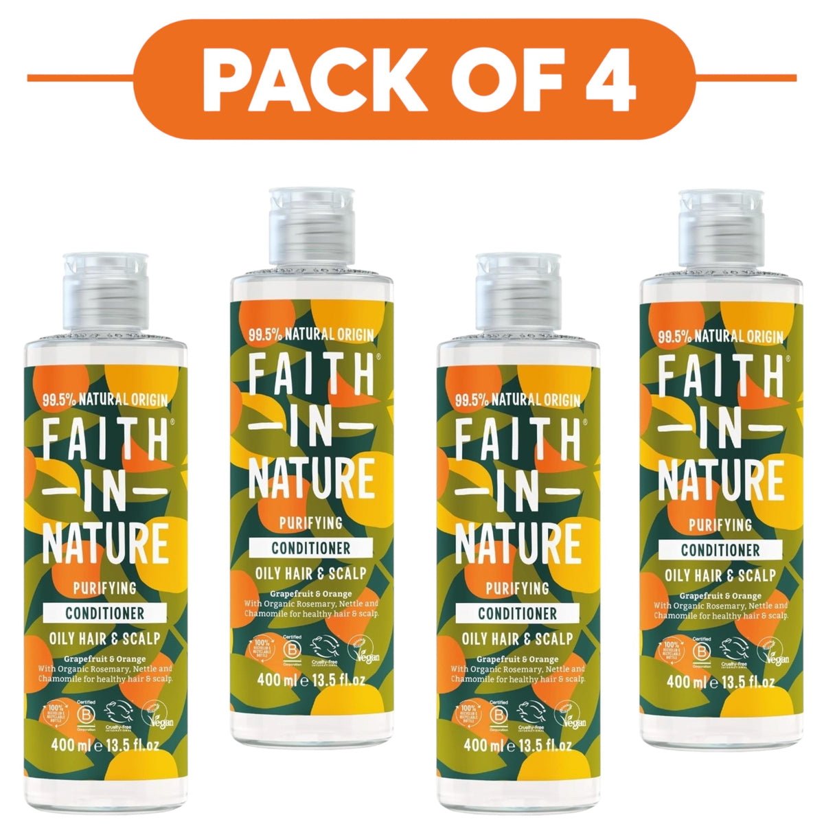 Faith In Nature Grapefruit & Orange Purifying Conditioner 400ml Pack of 4