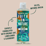 Faith In Nature Uplifting Body Wash Coconut 400ml bottle product information