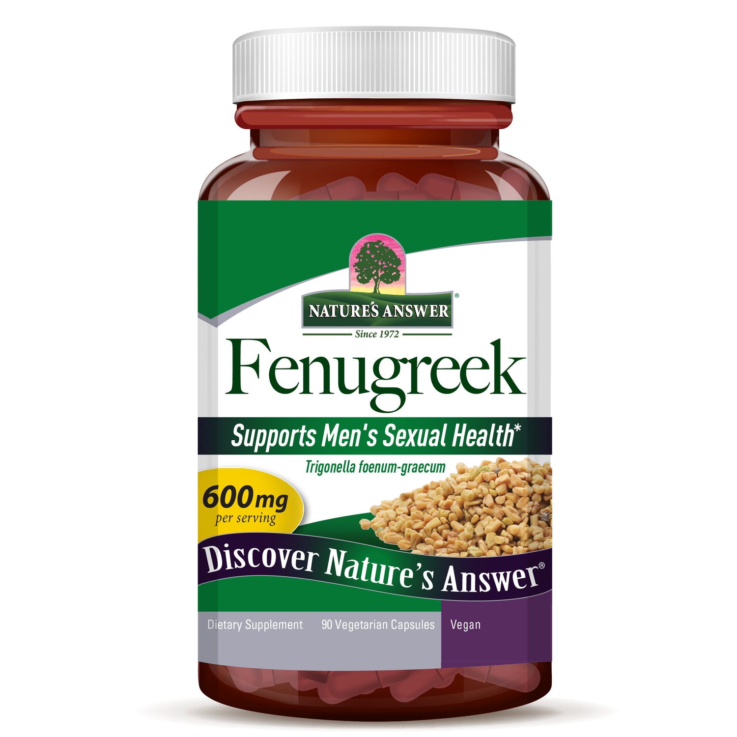 Nature’s Answer Fenugreek Seed vegetarian capsules 90 count bottle front view
