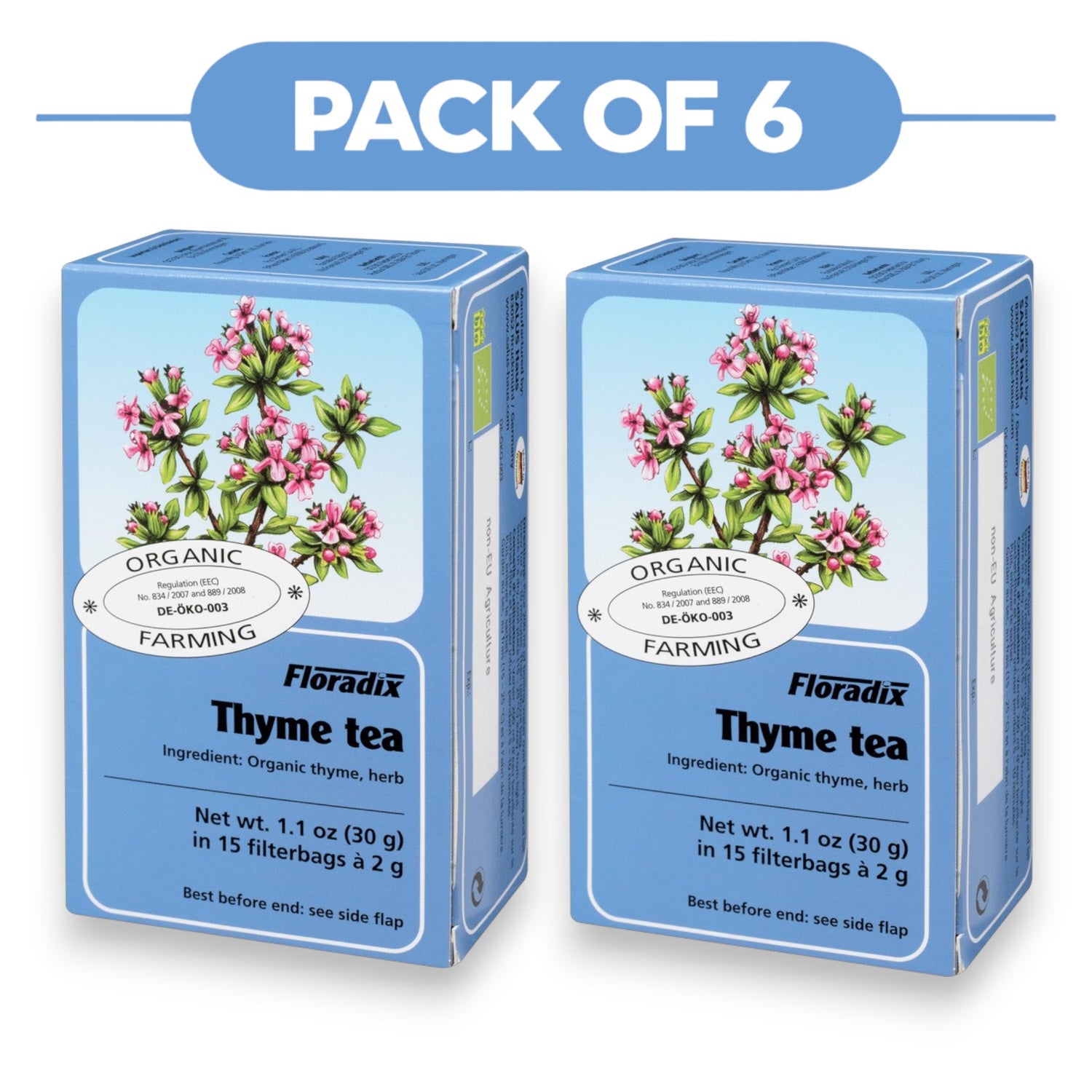 Floradix Organic Thyme Tea 30g 15 Filterbags Pack of 6