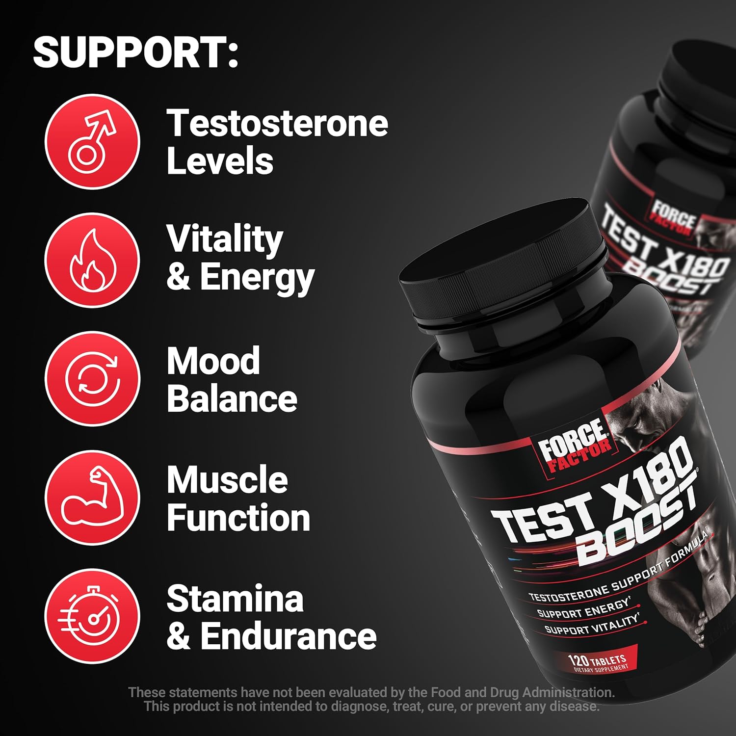 Force Factor Test X180 Boost – 120 Tablets