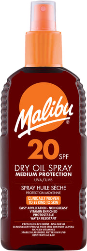 Malibu SPF20 Dry Oil Spray – Medium Protection –  200ml  Fast-Absorbing Sun Protection with Hydrating Oils