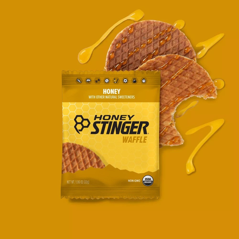 Honey Stinger Organic Honey Waffle snack, honey flavour, 30g single-serving wrapper, portable snack
