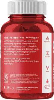 Back Image: Goli Nutrition Apple Cider Vinegar Gummies apple flavour bottle 60 count