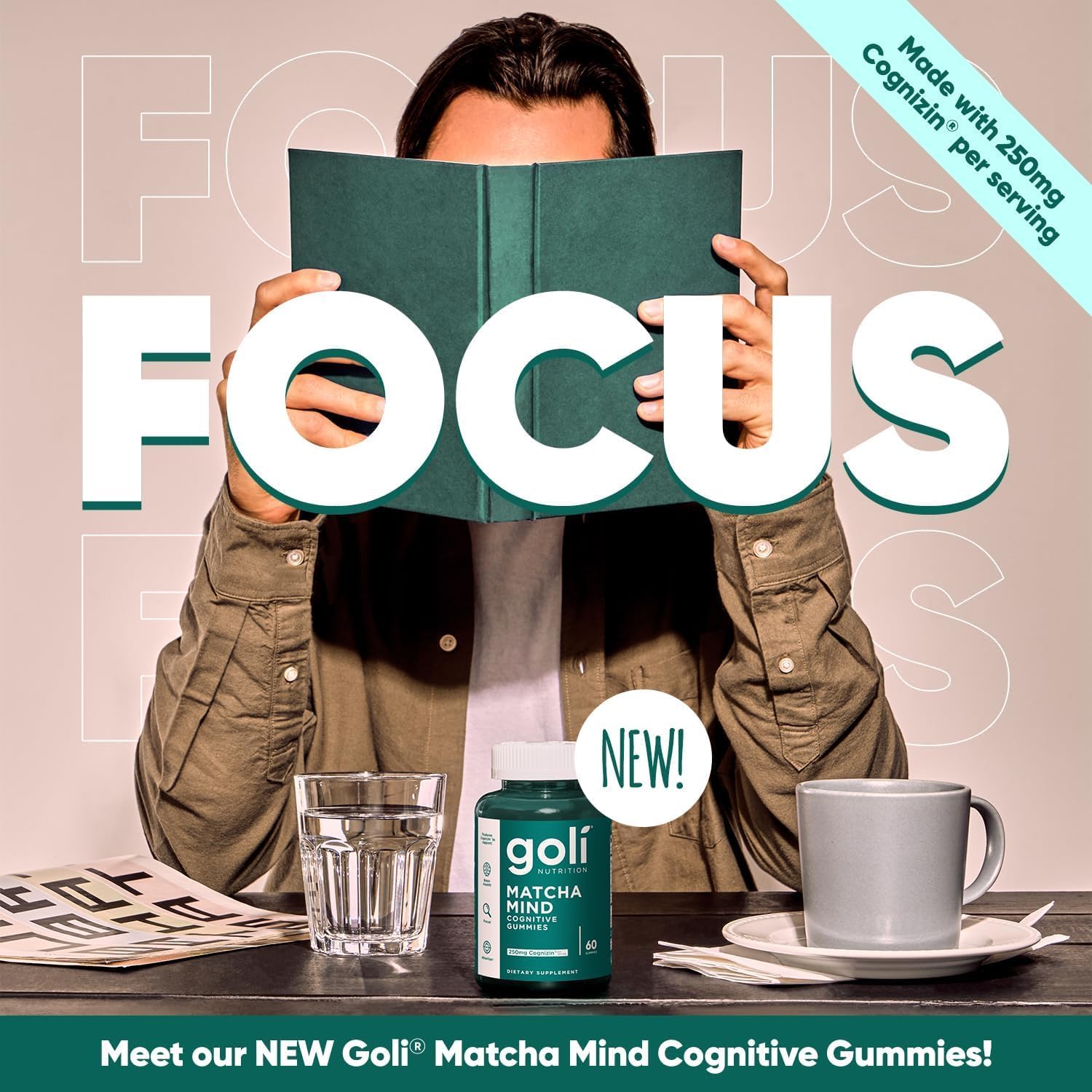 Goli Matcha Mind Cognitive Gummies vegan supplement lifestyle image