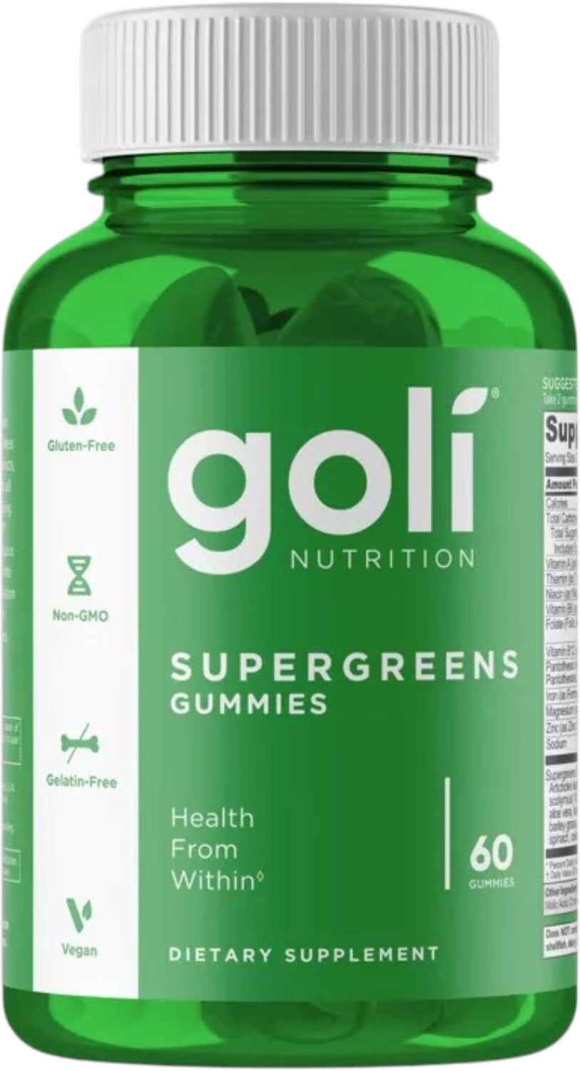 Front Image: Goli Nutrition Supergreens Gummies bottle 60 count