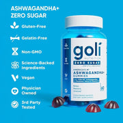 Goli Nutrition Zero Sugar Ashwagandha Plus Gummies 60 Count