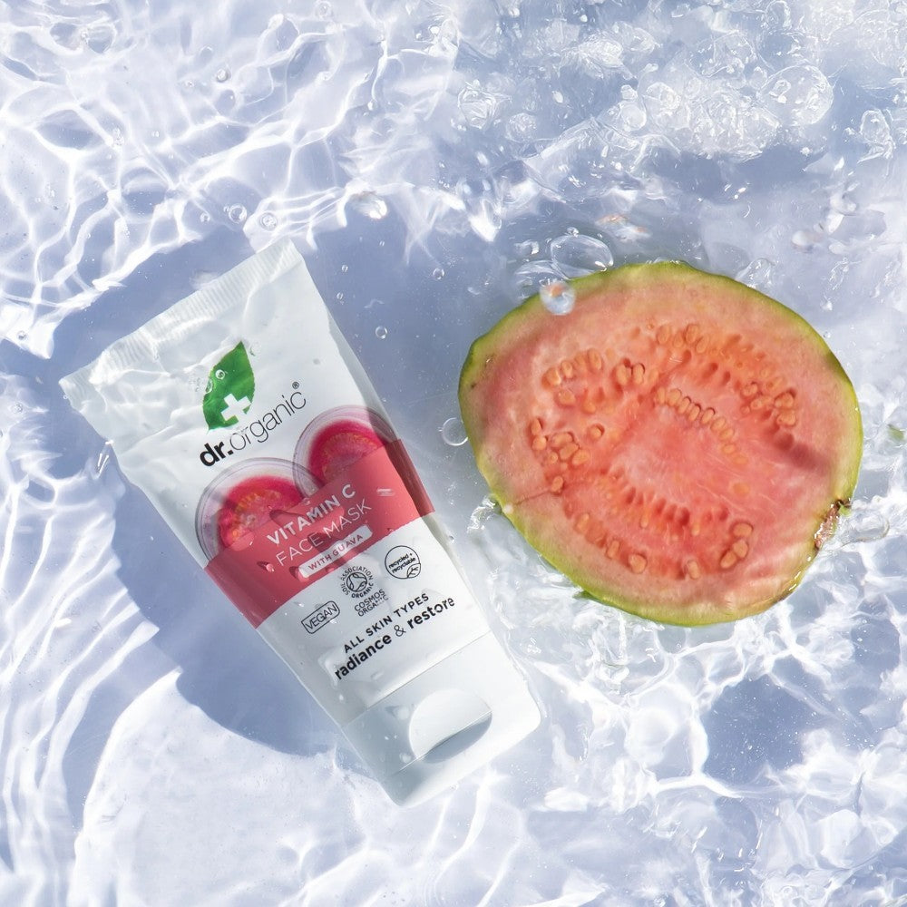 Dr. Organic Vitamin C Face Mask with Guava, recyclable tube packaging, guava fragrance, 50ml