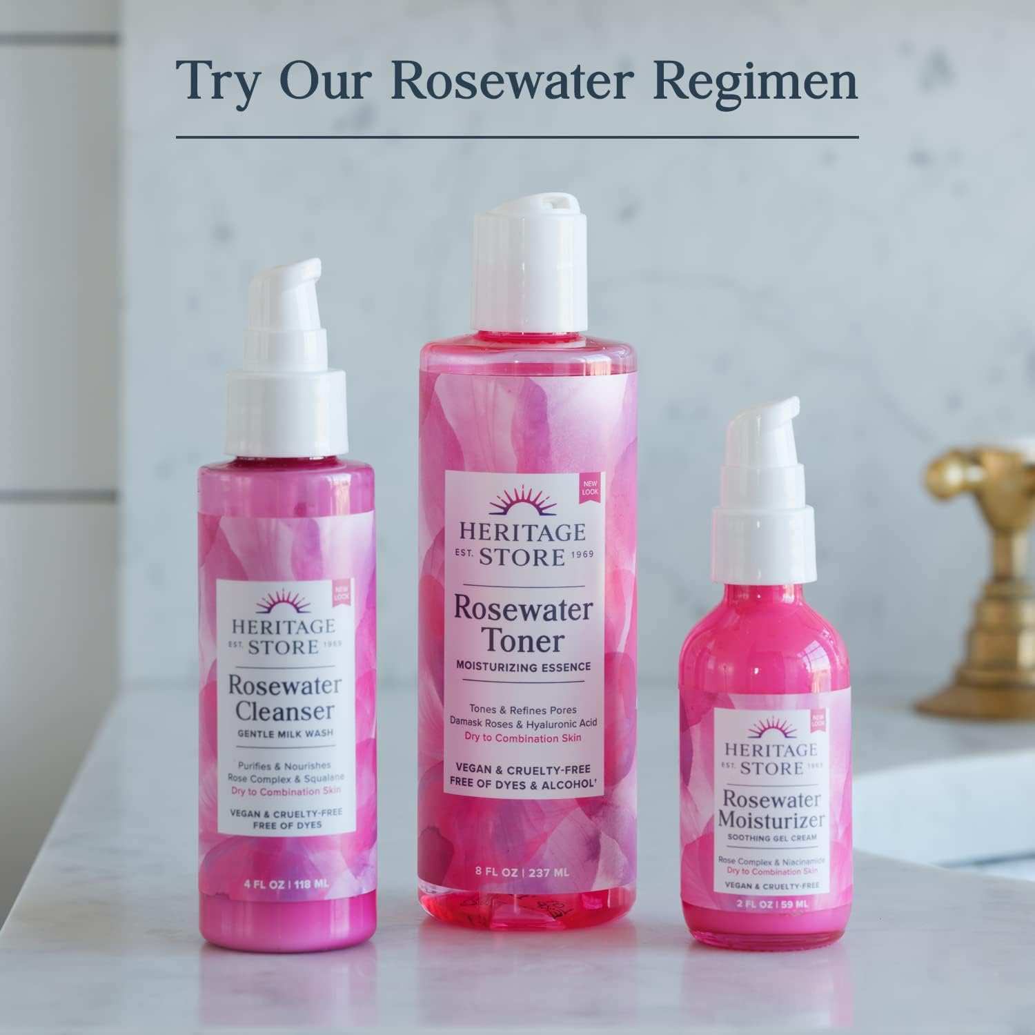 Heritage Store Rosewater Toner – 237ml Refreshing & Hydrating Toner for Balanced, Radiant Skin