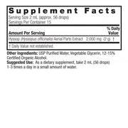 Nature’s Answer Hyssop Herb Liquid Extract 30ml supplement facts label on a white background