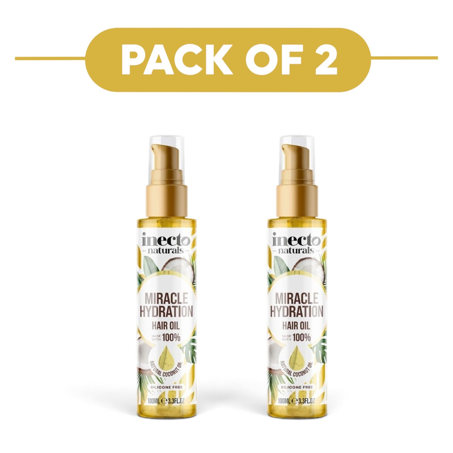 Inecto Naturals Miracle Hydration Hair Oil Coconut 100ml Pack of 2