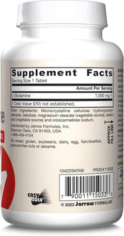 Barcode Image: Jarrow Formulas l glutamine 1000mg tablets 100 count barcode packaging