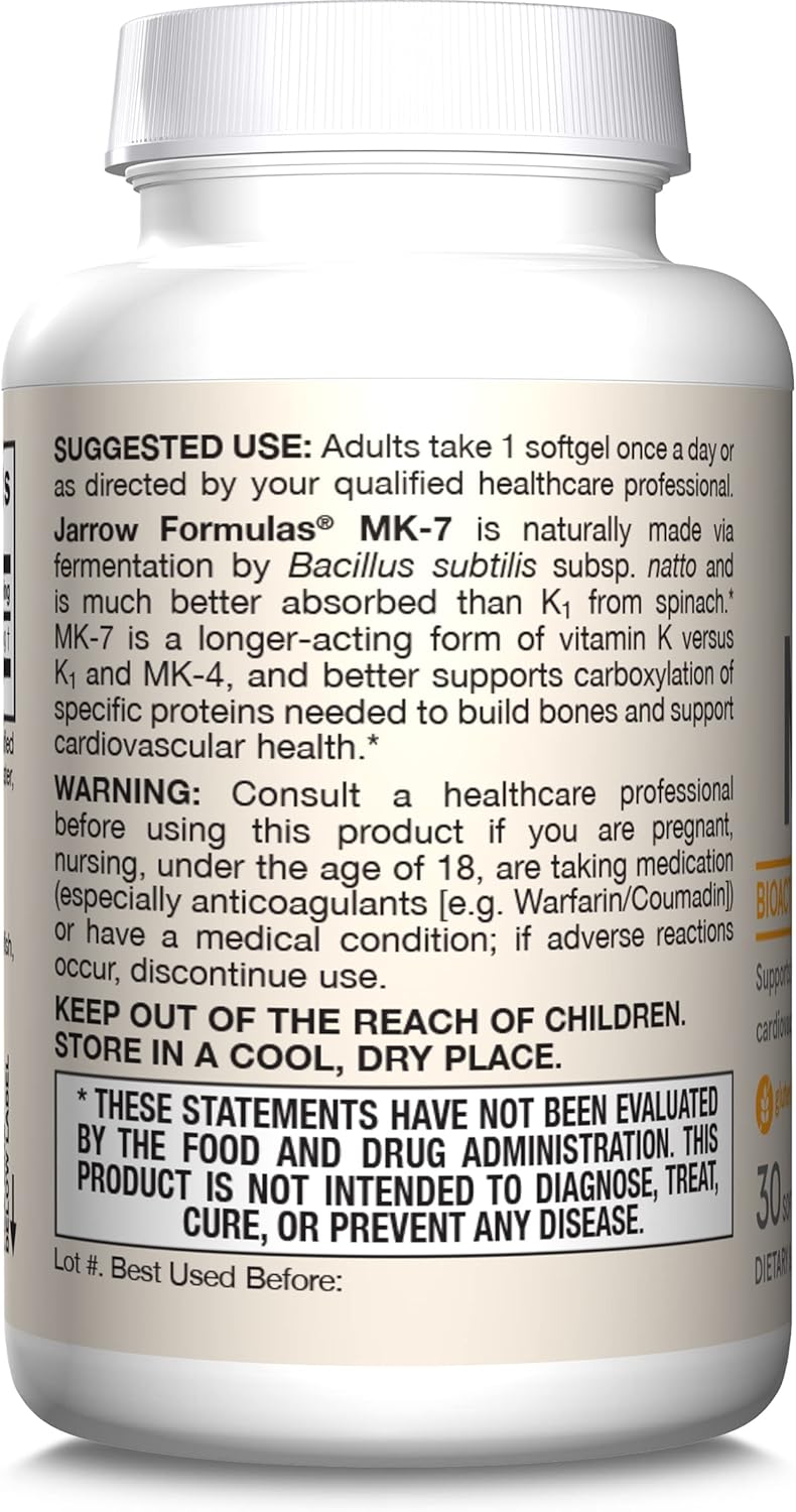 How to Use Image: Jarrow Formulas Vitamin K2 MK-7 90mcg softgels usage instructions 30 count