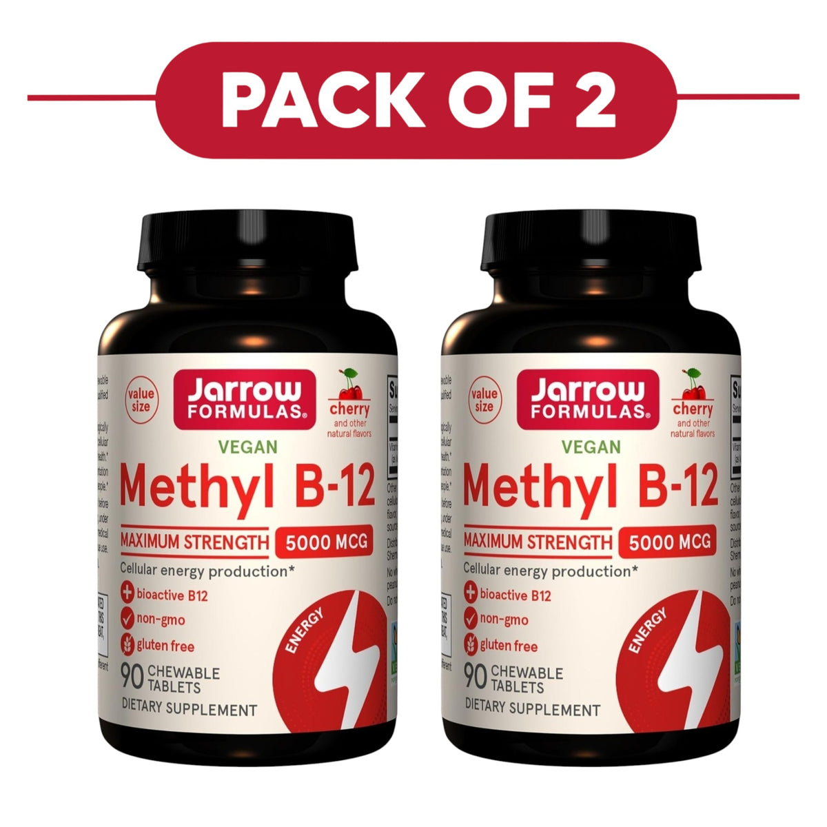 Jarrow Formulas Methyl B-12 5000mcg 90 Chewable Tablets Pack of 2