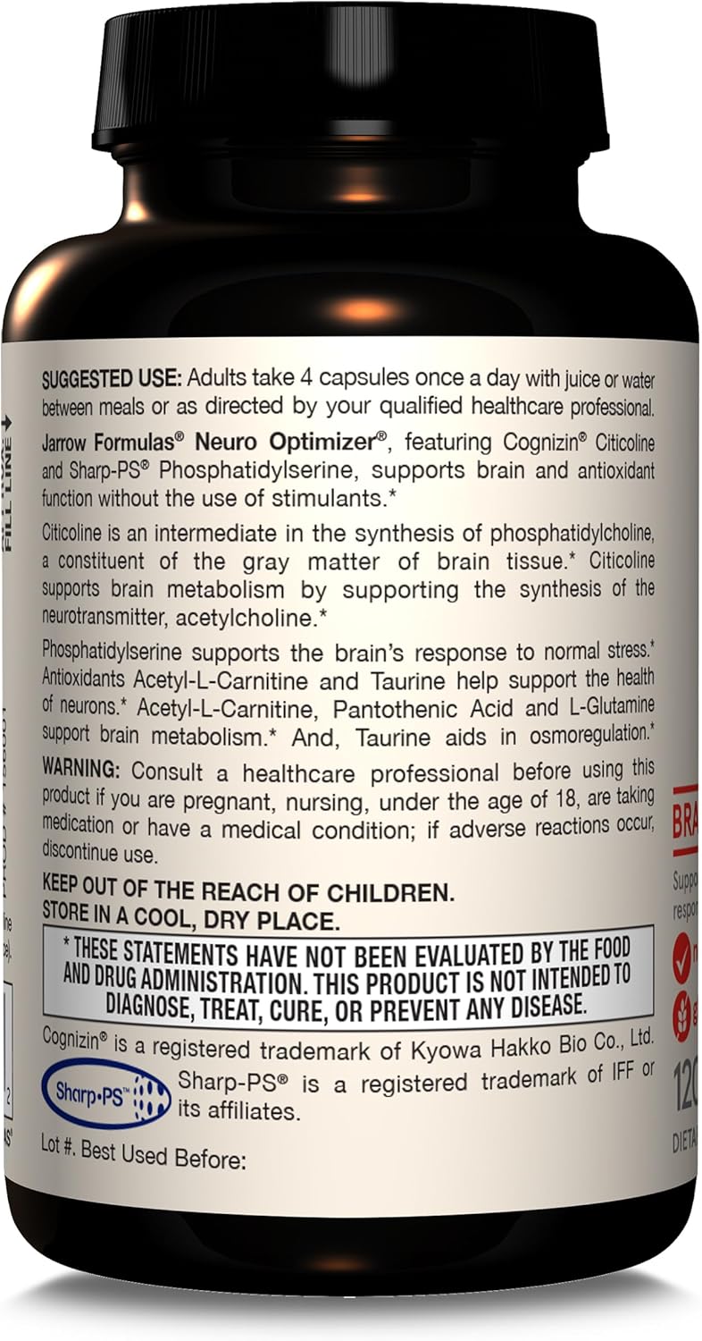 Jarrow Formulas Neuro Optimizer capsules usage instructions 120 count