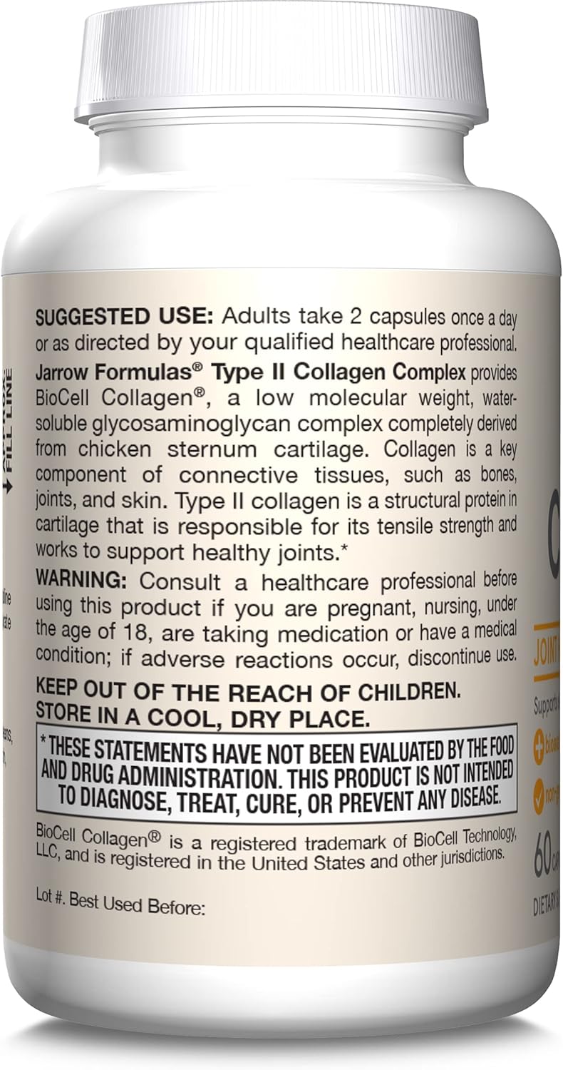 How to Use Image: Jarrow Formulas type II collagen complex 1000mg capsules 60 count usage instructions