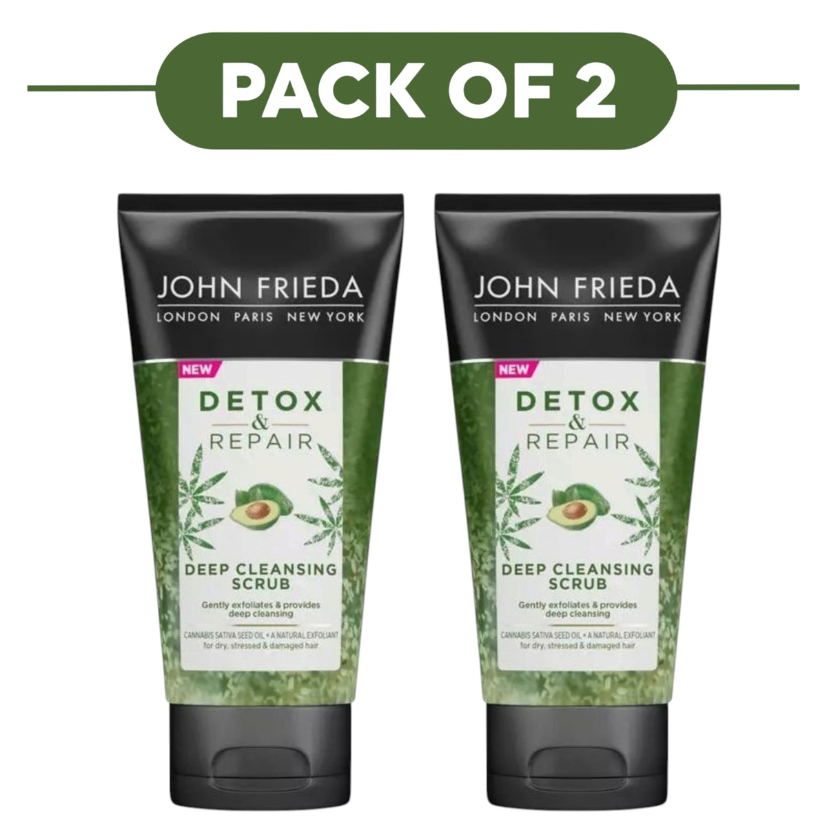 John Frieda Detox & Repair Deep Cleansing Hair Scrub 150ml Pack of 2