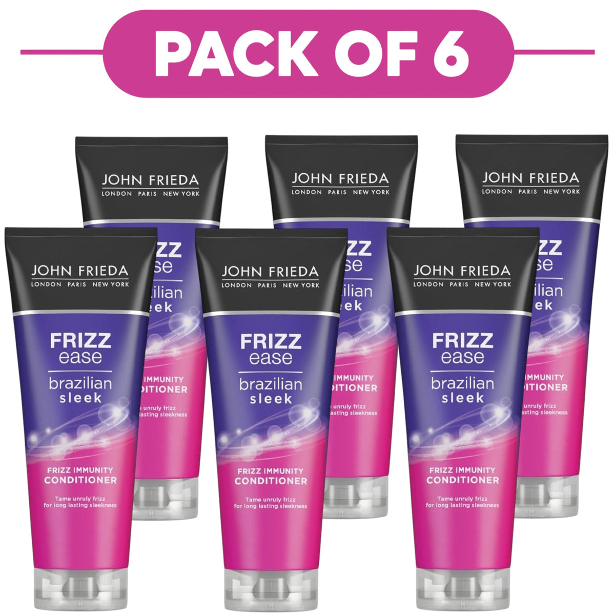 John Frieda Frizz Ease Brazilian Sleek Conditioner 250ml Pack of 6