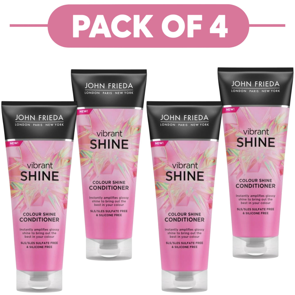 John Frieda Vibrant Shine Colour Shine Conditioner 250ml Pack of 4