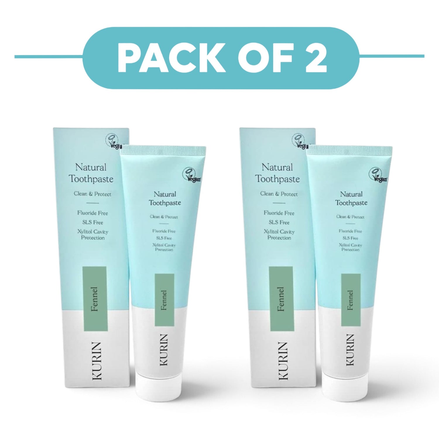Kurin Fluoride Free Natural Fennel Toothpaste 100ml Pack of 2