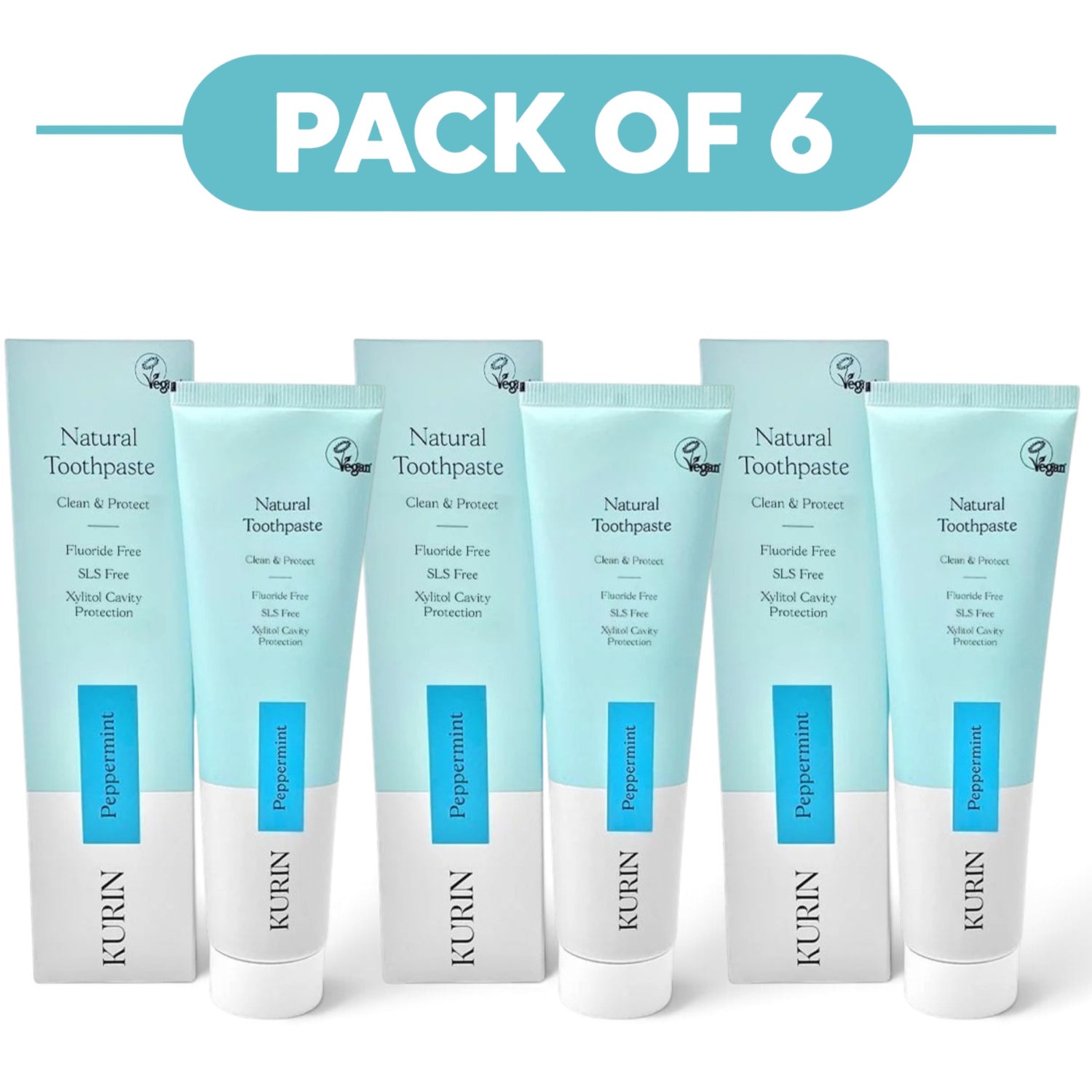 Kurin Fluoride Free Natural Peppermint Toothpaste 100ml Pack of 6